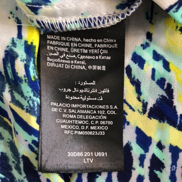 BEBE WOMEN BOHEMIAN Wide Leg Drawstring Waist Blue/ White/ Yellow pant Size M - Picture 8 of 12